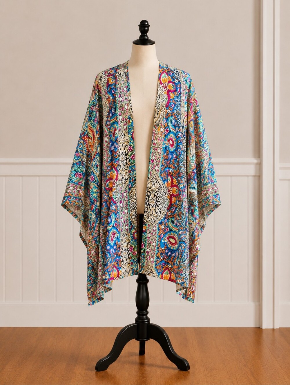Shein Colorful Open Front Paisley Kimono